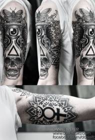 bras noir et blanc sablier motif de tatouage