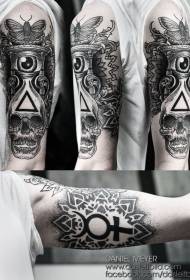 armur svart og hvítt stundaglas glúta höfuðkúpa Tatoo mynstur
