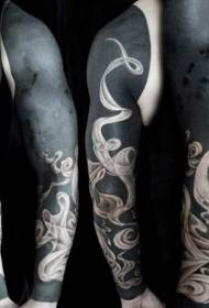 modello di tatuaggio nero braccio grande area fiore
