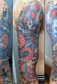 male arm color big octopus tattoo pattern