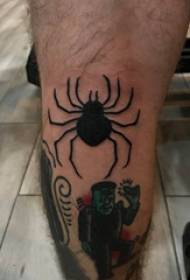 Tattoo spider mannelijk kalf op zwarte spider tattoo foto