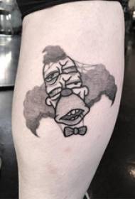 klovn tetovaža muško tele na crnoj slici crtani klovn tetovaža