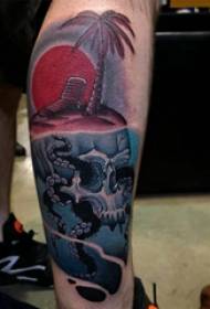 tetoválás koponya fiú borjú a koponya tetoválás képek