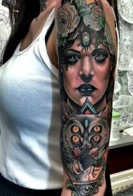 цвят на ръката мистериозен модел портрет татуировка жена