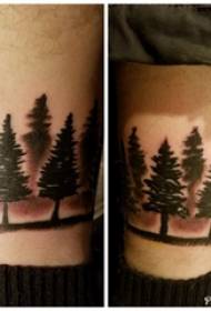 tatuaj pădure model de băieți vițel pe tatuaj lemn negru gri tatuaj