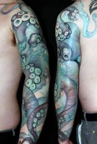 цветна рака боја гаден тетоважа шема на октопод