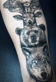 Arm schwarz verschiedene realistische Tier Tattoo Designs