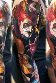 setan lengan gaya horor warna dengan pola tato buku mantra