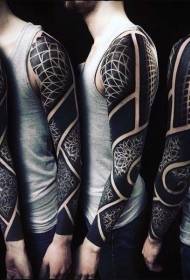 Groot zwart tribal Van Gogh-totem tattoo-patroon