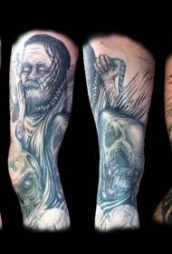 monster scary ສີດໍາຂາຮູບແບບ Tattoo