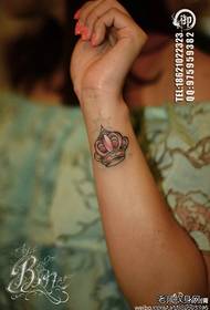 girl wrist small trend crown tattoo pattern