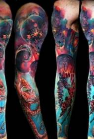 modello di tatuaggio splendido colore dello spazio di vita subacquea del braccio