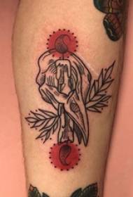 Mâle européen de veau de tatouage sur l'image de tatouage de plante et de bougie