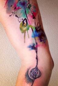 obinrin apa watercolor ara ododo tatuu ilana