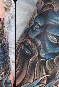 earm cartoon blauwe Poseidon tatoetepatroon
