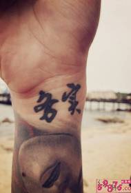手首の漢字「実用的」タトゥーの写真