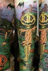 Rokas krāsas rāpojošs briesmonis kapu tetovējums