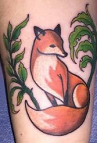 Nine-tailed fox tattoo picture male shank on plant And fox tattoo pictures