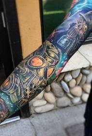 Modello di tatuaggio maschera meccanica colore braccio