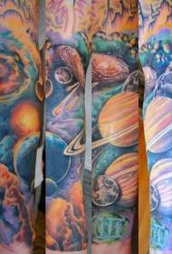 bloem arm kleur grootschalige zonnestelsel tattoo patroon