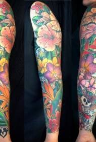arms wonderful colorful flower set tattoo picture