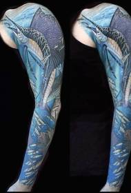 အလွန်လှပသောရောင်စုံငါး tattoo ပုံစံကိုင်တွယ်