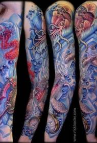 käsivarren väri Syvänmeren värinen hiha-tatuointikuvio