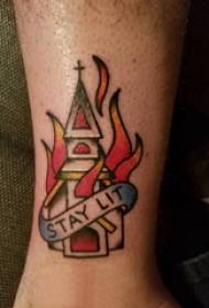 Bouwe manlike skaft oan flamme en tatoeërenfoto bouwe