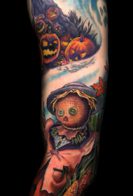 floro brako koloro Halloween temo tatuaje ŝablono