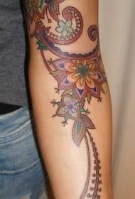 arm old style style painted big flower totem tattoo