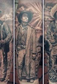 modello realistico del tatuaggio del ritratto del cowboy occidentale