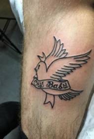 鸽子纹身 男生小腿上鸽子纹身图片