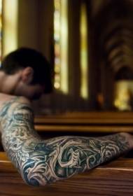 Arm Svartvitt monster skelett tatuering mönster