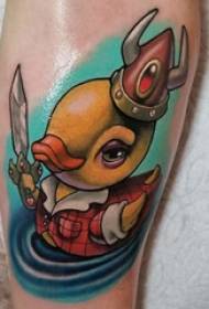 Tatuointi sarjakuva tyttö vasikka värillinen kumi ankka tatuointi kuva