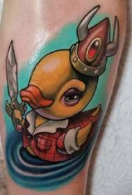 Tatuaje chica de dibujos animados becerro color goma pato tatuaje foto