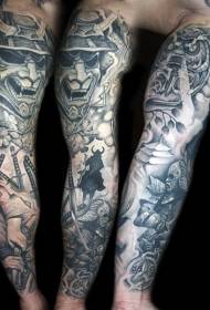 arm asiatisk stil olika demon samurai tatuering mönster