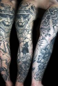 мусаллаҳ сабки Осиё тарҳҳои гуногуни tattoo samurai дев