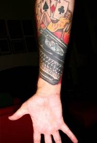arm color playing cards and girl printing tattoo designs
