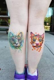 tatuu di gattino ragazza vitello in foto di tatuaggio di gattu
