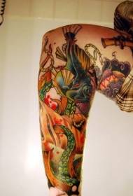 modèle de tatouage de mer profonde de bras coloré