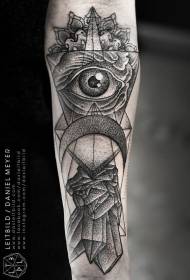 model de tatuaj geometric cu ochi negri de ghimpe cu ghimpe misterios