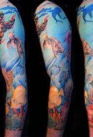 цветна рака боја подводни животински тетоважа шема