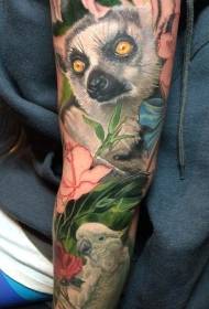 Hoa cánh tay màu Little Raccoon Mô hình hình xăm