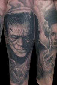 Ужас черно различен модел татуировка портрет на чудовище