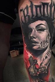 vāveres vārds Meitene portreta tetovējums mašīna krāsa tetovējums modelis