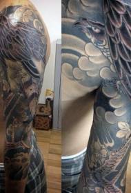рука азиатский традиционный стиль цветной орел татуировки