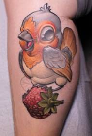 Európa és az Egyesült Államok borjú tetoválás lány borjú az eper és a madár tetoválás képeken