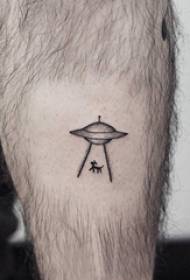 Wavulana wa mtindo wa tattoo wa UFO kwenye ndama kwenye wanyama na picha za tattoo za UFO