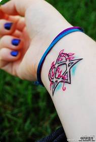ຮູບແບບ tattoo pentagram ຂອງແມ່ຍິງ Wrist
