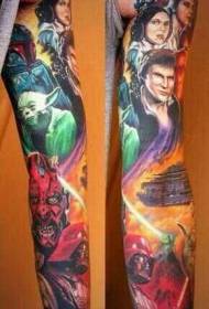 Gėlių rankos spalvos „Star Wars“ herojaus tatuiruotės raštas